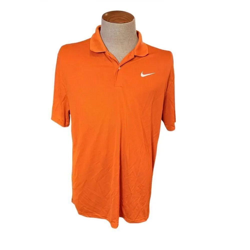 Nike Men’s Dri-Fit Brilliant Orange Polo Performance Large Tennis Golf